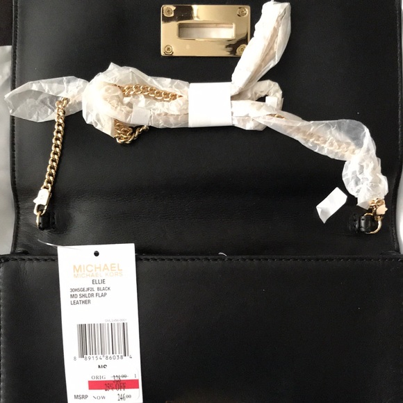 NWT Michael Kors Black Leather Crystal Ellie Bag - Picture 4 of 4